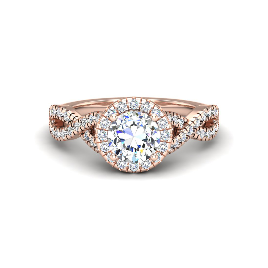 Zoey Twist style Halo Engagement Ring